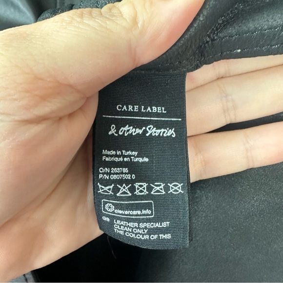 & Other Stories Structured Leather Collard Midi Dress Black 8 Vamp Goth Witchy - Picture 11 of 16